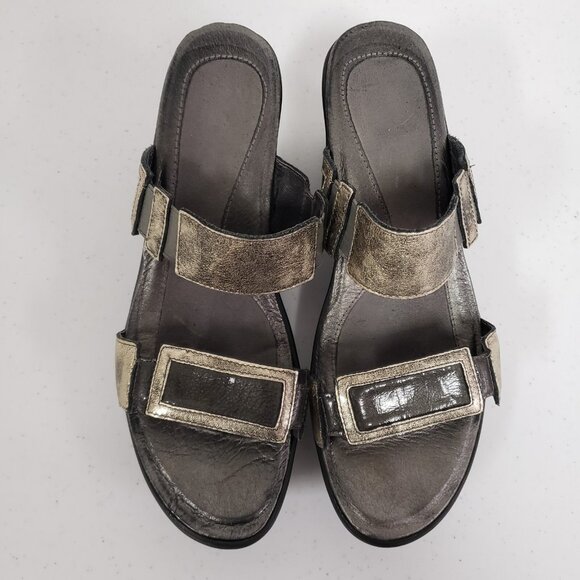 Naot Womens Metallic Wedge Sandals Size US 8.5 EU 39 Slip On Boho Festival Club - Picture 3 of 12